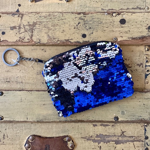 ANTHRO SEQUIN BAG ZIP WALLET KEYCHAIN WALLET MERMAID CORE GLAM TRAVEL WALLET BAG - Picture 3 of 4